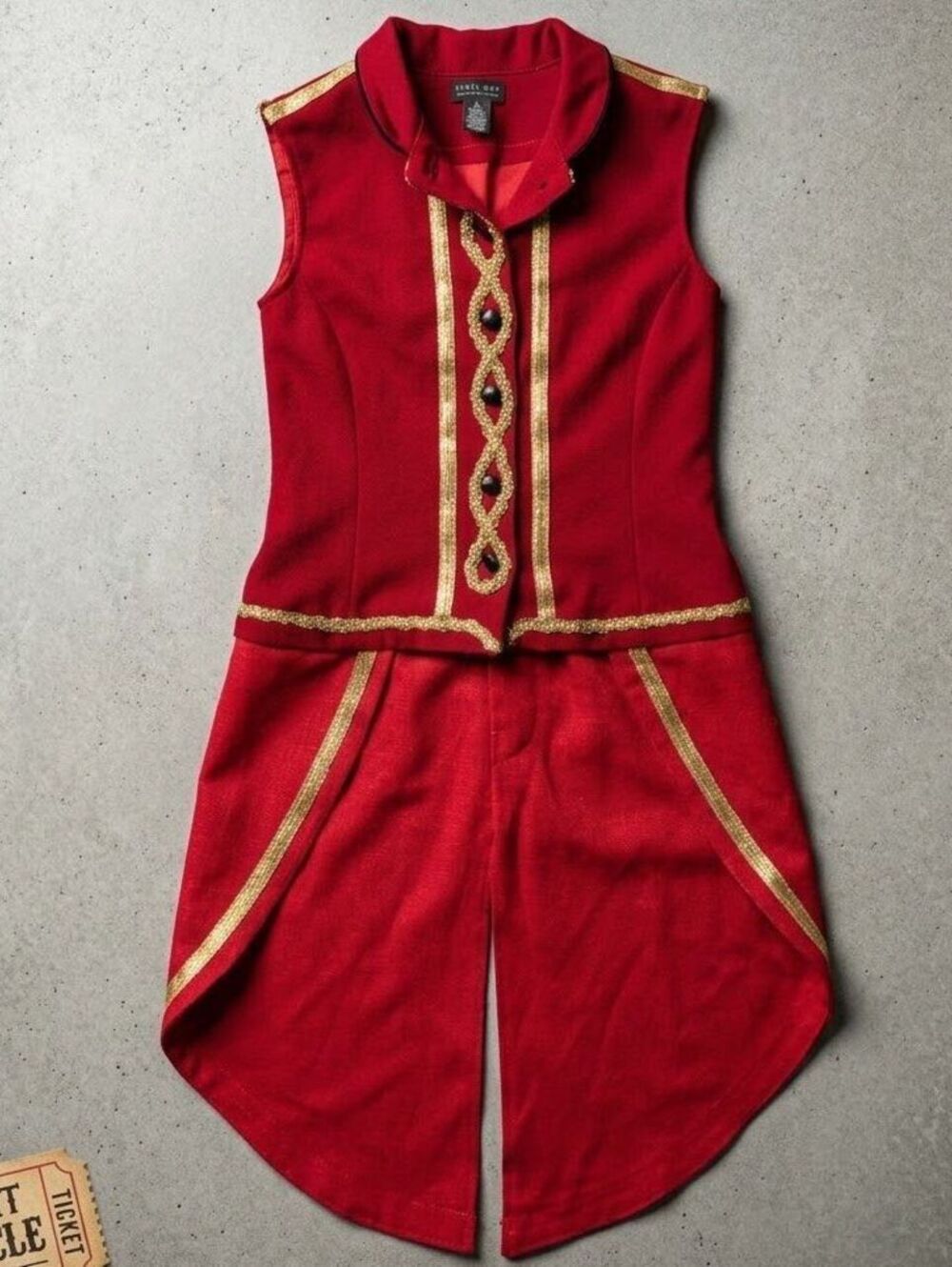 Vtg The Limited Red Wool Tailcoat Vest L Made in USA Ringmaster Piratecore Goth